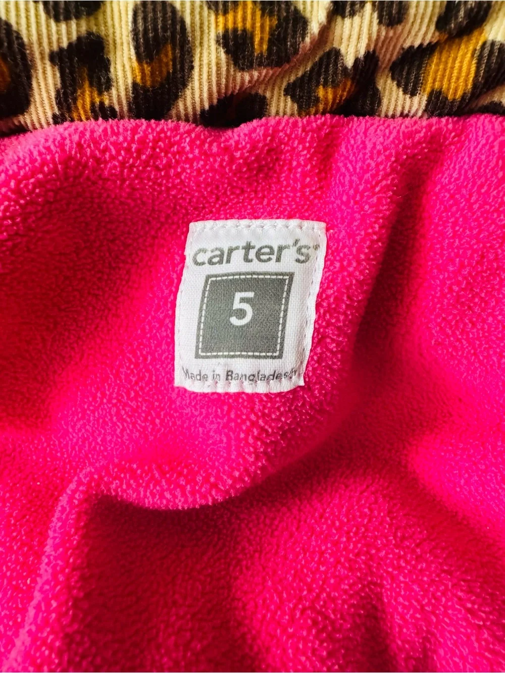Carter's Pink Fleece Kids Bottoms with Leopard Trim